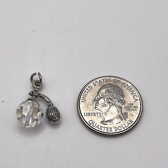 925 Sterling Silver and Faceted Crystal Perfume Bottle Charm or Pendant - Picture 3 of 4